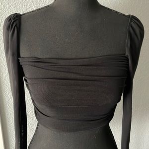 Princess Polly Cropped Top With Sheer Sleeves